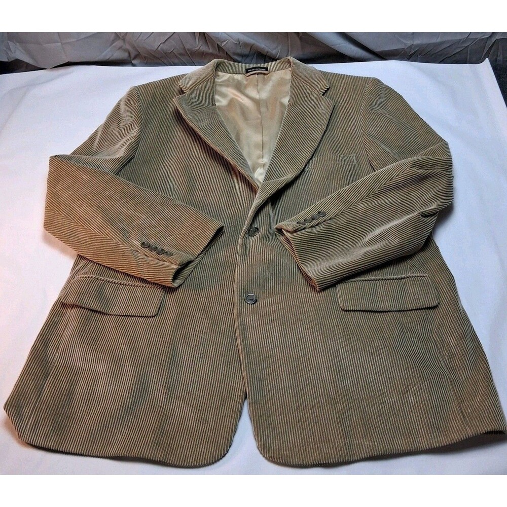 Mens 48R Tan Wide Wale Corduroy Blazer Sport Coat Dark Academia Grandpa Core
